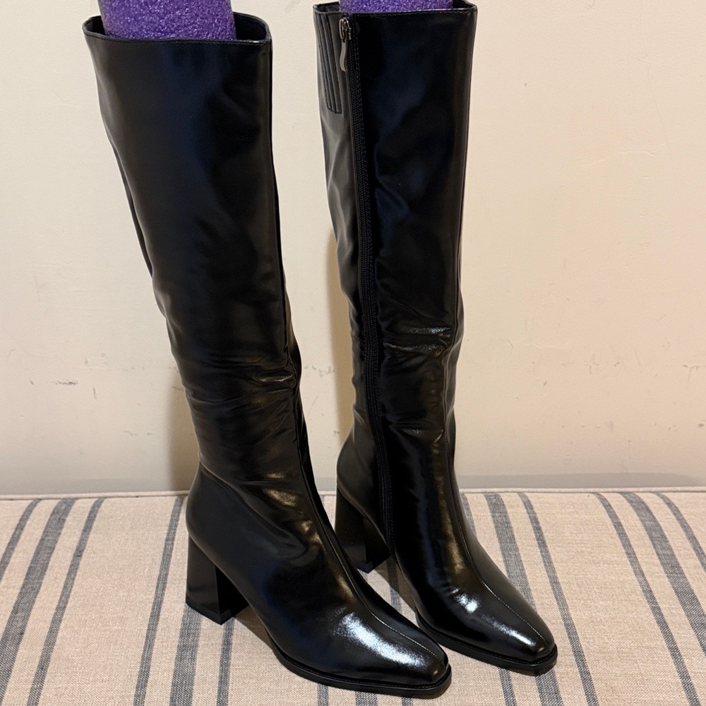 Wetkiss Vegan Leather Black Heeled Boots for Women